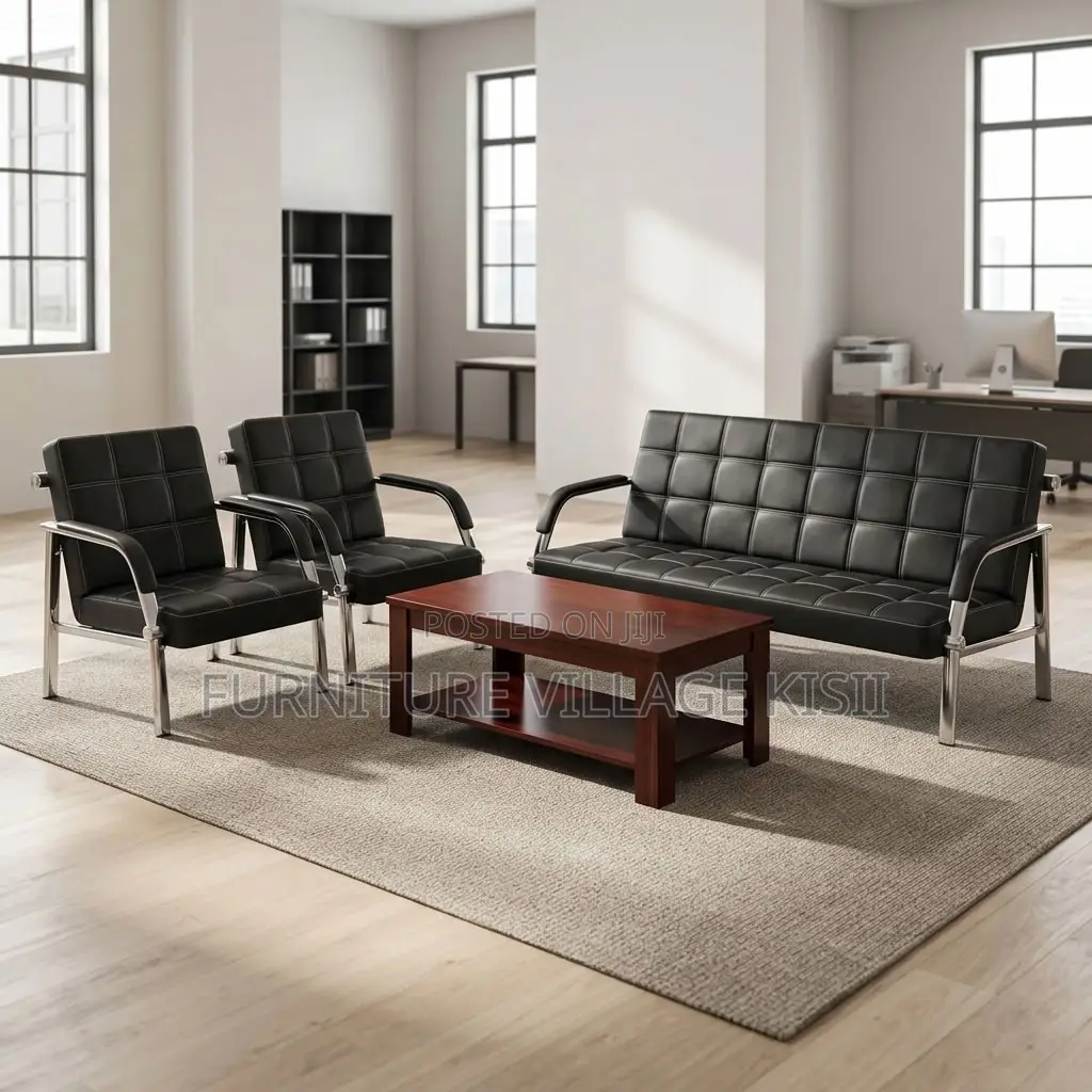 5-Seater Reception OficeSofa Set- Black
