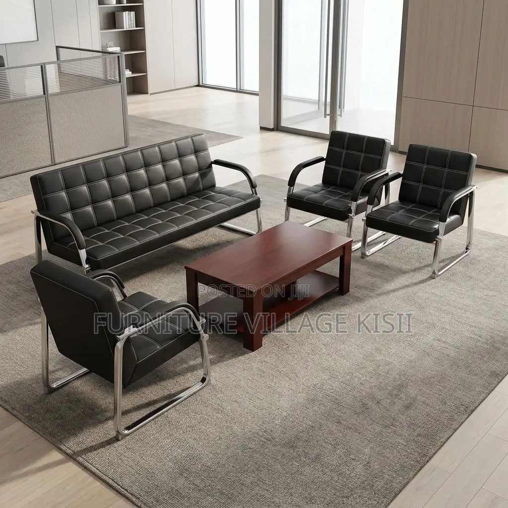 5-Seater Reception OficeSofa Set- Black