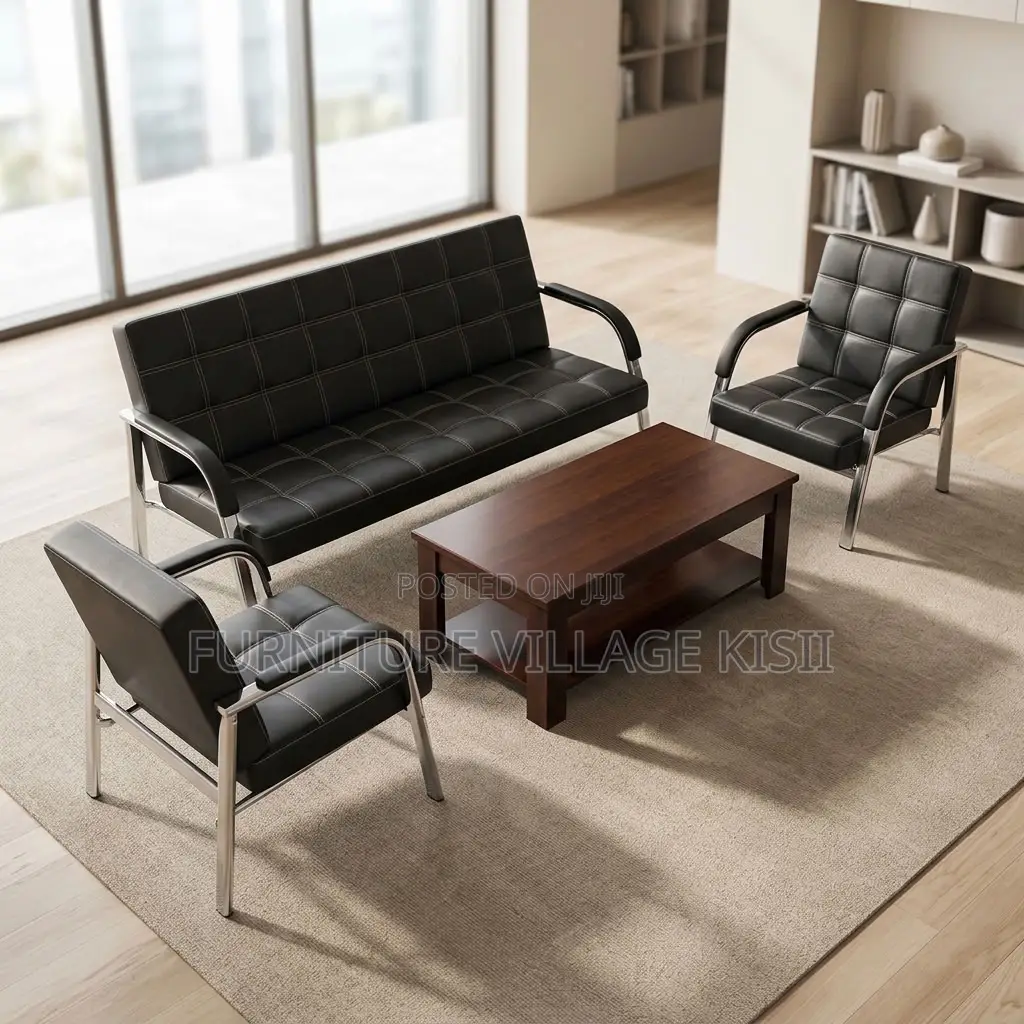 5-Seater Reception OficeSofa Set- Black