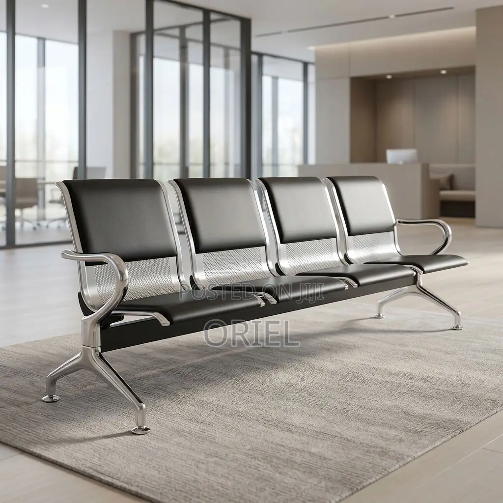 Office Bench : Padded Office Reception Bench for Four