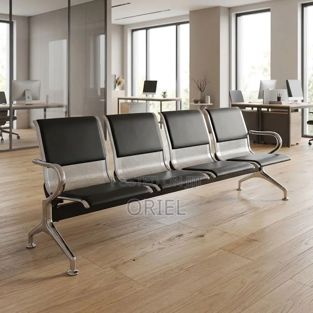 Office Bench : Padded Office Reception Bench for Four