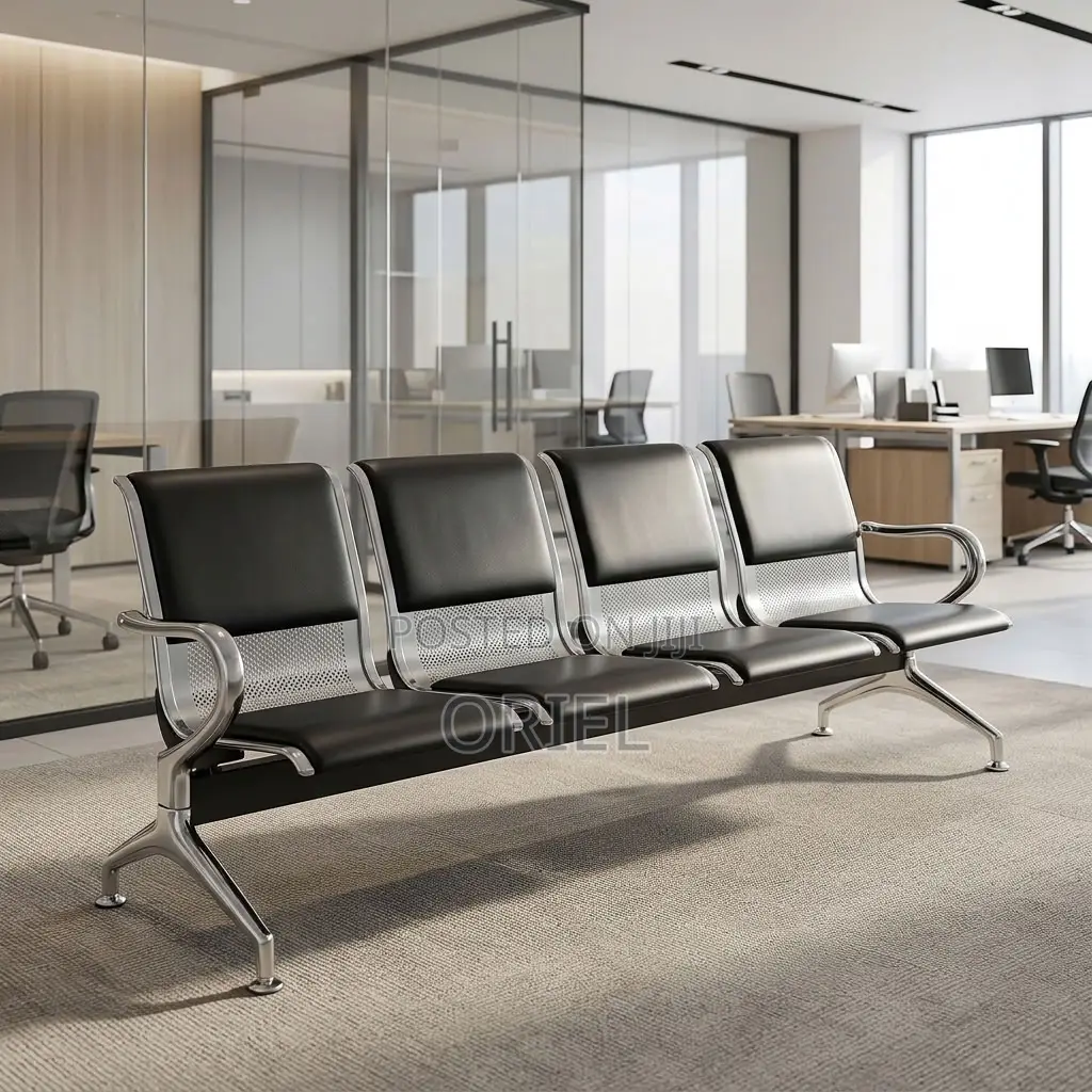 Office Bench : Padded Office Reception Bench for Four