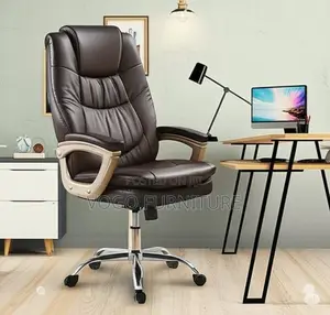 Office Chair; Brown Leather Office Chair