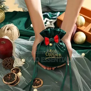 Velvet Christmas Gift Pouch Drawstring Holiday Apple Candy Bag