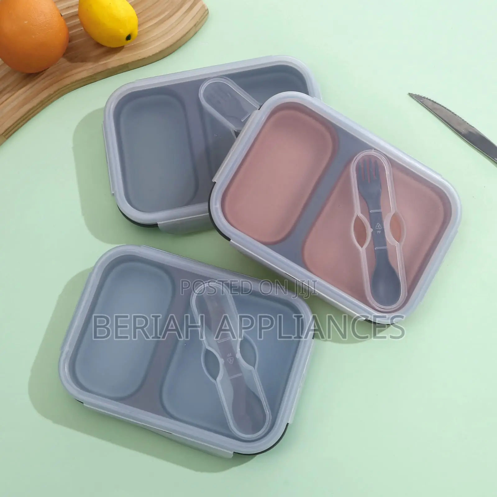 Collapsible Silicone 2 Grid Lunch Box