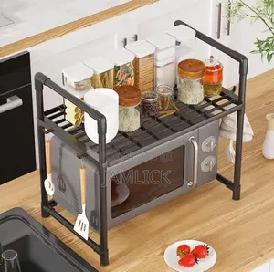 Double Layer Metallic Microwave Oven Rack Organizer – Nw