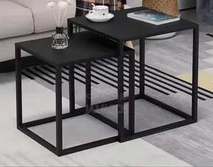 2-in-1 Nordic Metallic Side Table Set – Black - Nw