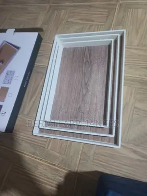 3pc Melamine Wood Grain Serving Tray Set