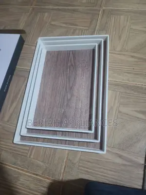 3pc Melamine Wood Grain Serving Tray Set