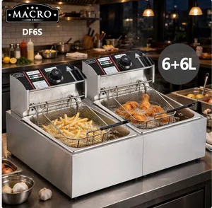 Macro Double Deep Fryer 12L - 6+6L - DF6S - Commercial - New