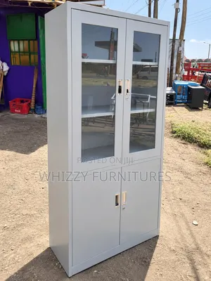 Metal Office Cabinet With Glass Doors