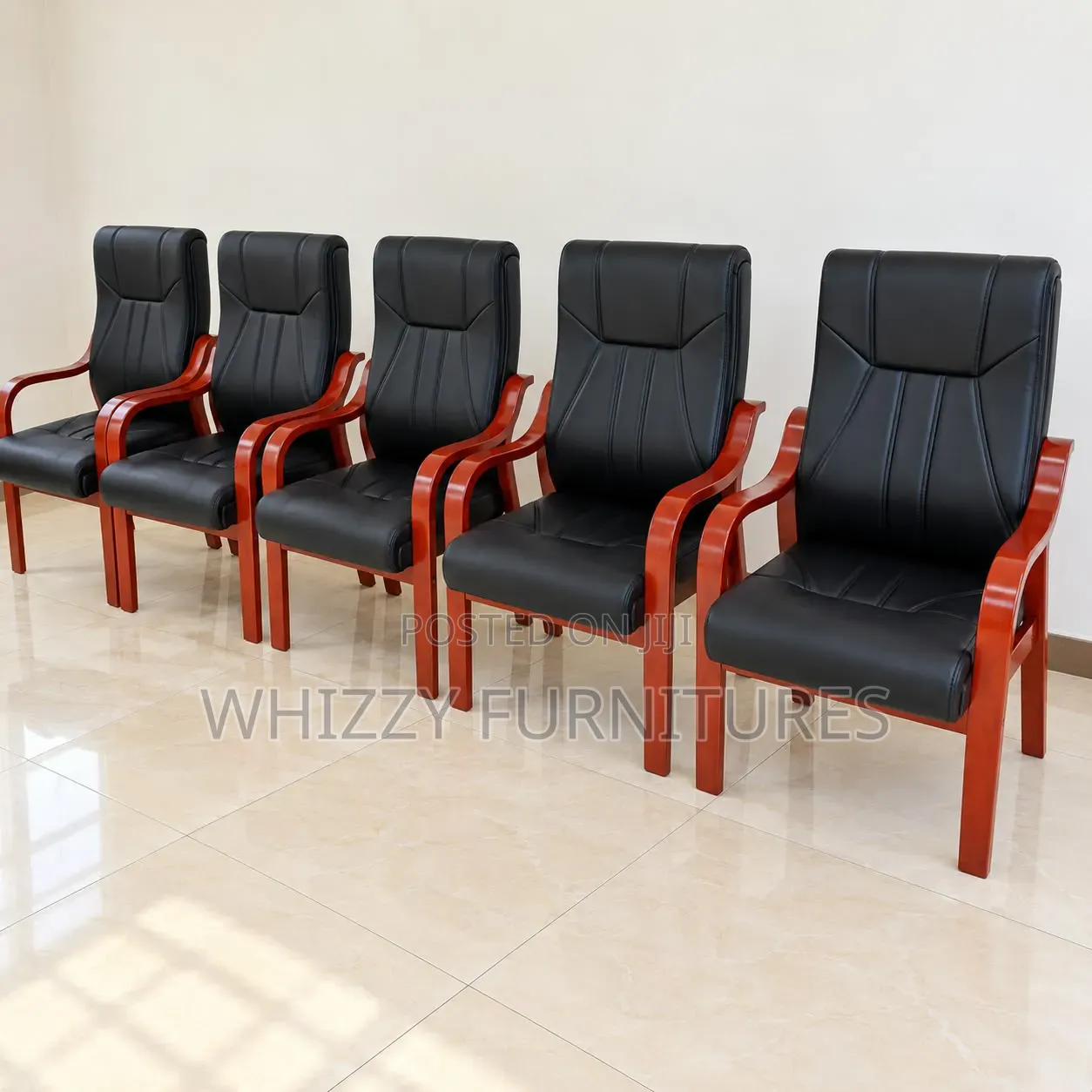 Black Leather Office Waiting Room Chair's