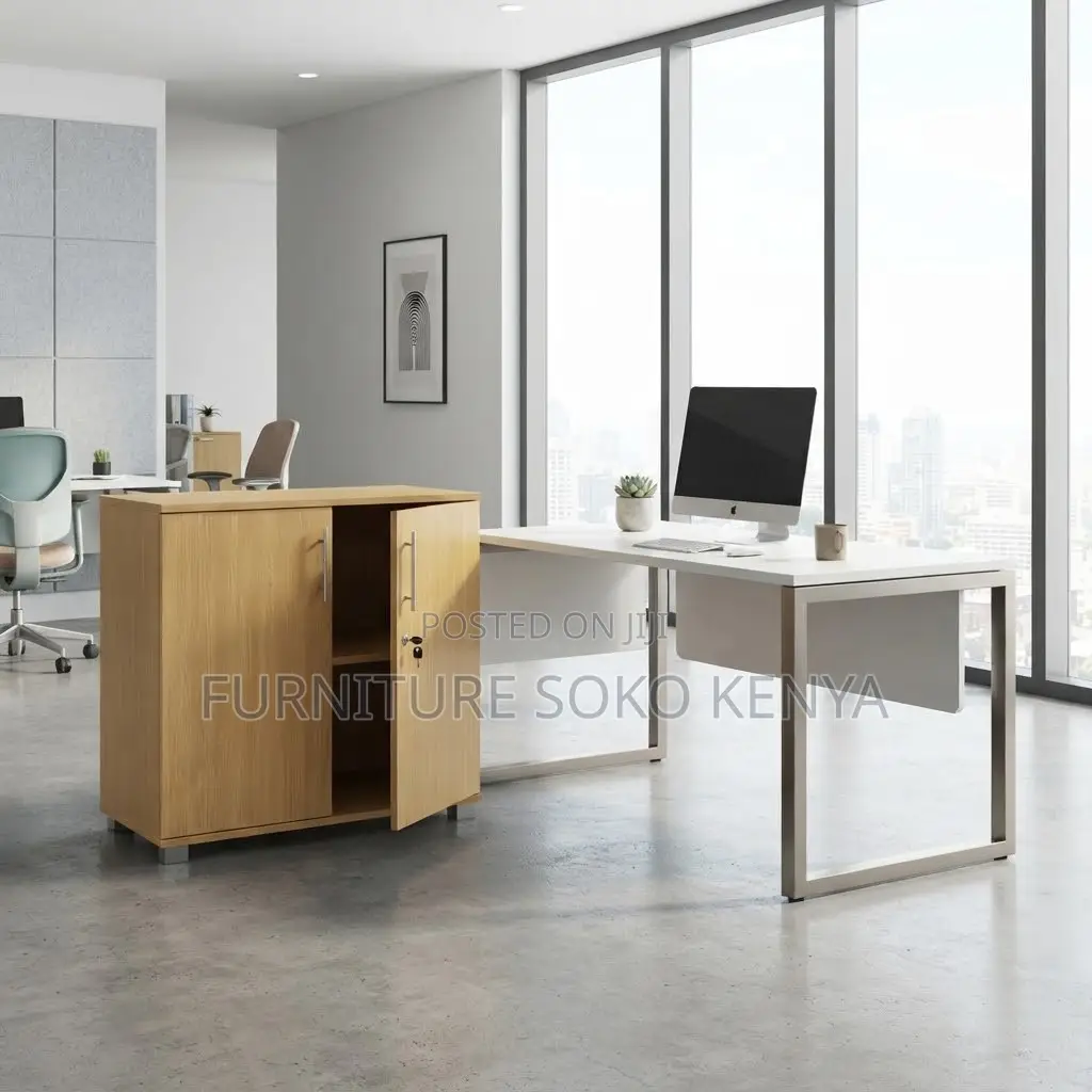 Executive Credenza | Lockable Modern Brown Office Goods Cabinet