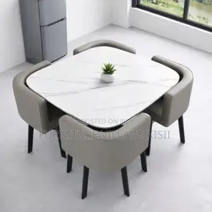 Modern 4-Seater Marble Dining Table Set