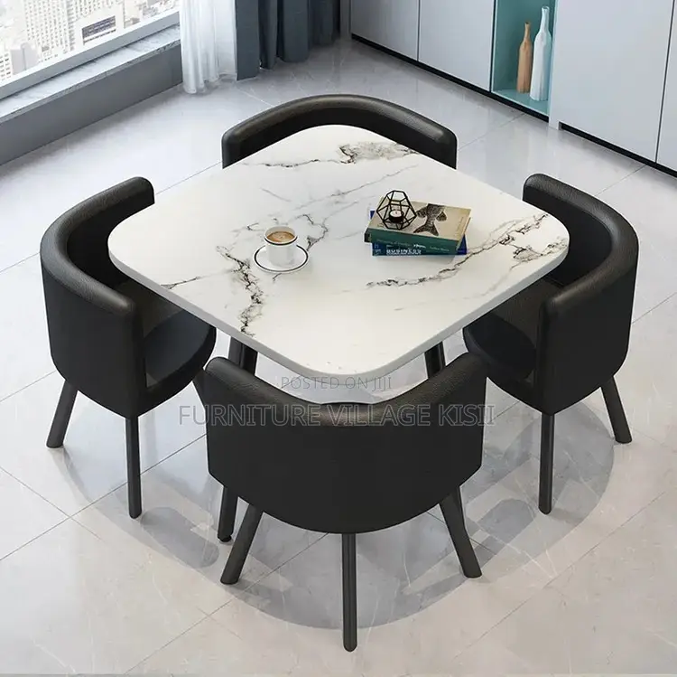 Modern 4-Seater Marble Dining Table Set