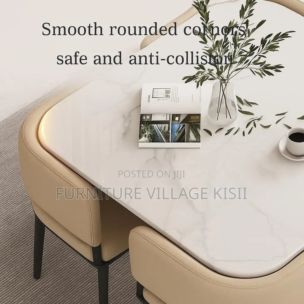 Modern 4-Seater Marble Dining Table Set