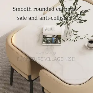 Modern 4-Seater Marble Dining Table Set
