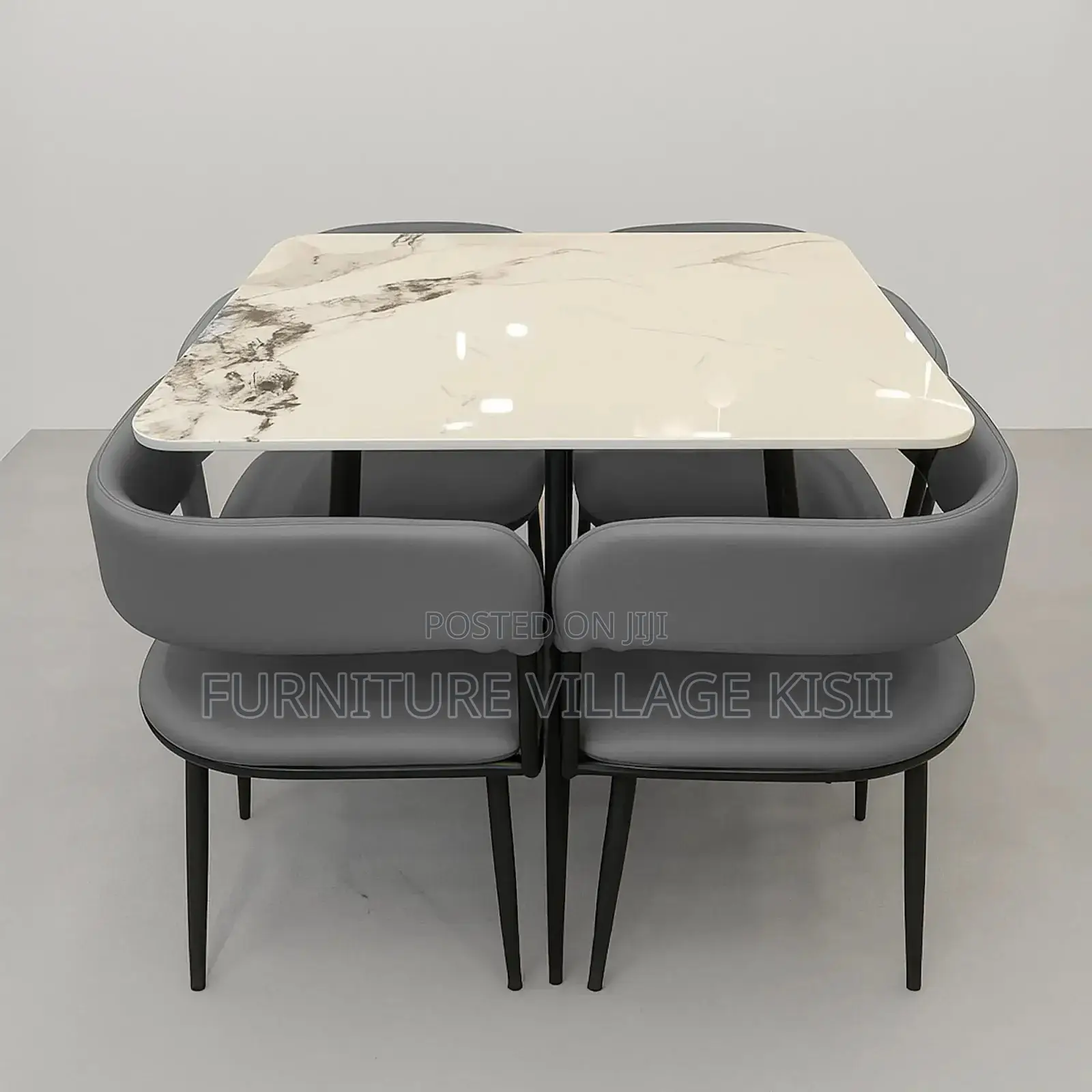 Modern 4-Seater Marble Dining Table Set