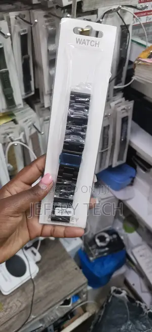 Black Stainless Steel Link Watch Strap on a Card Marked a 22mm Size