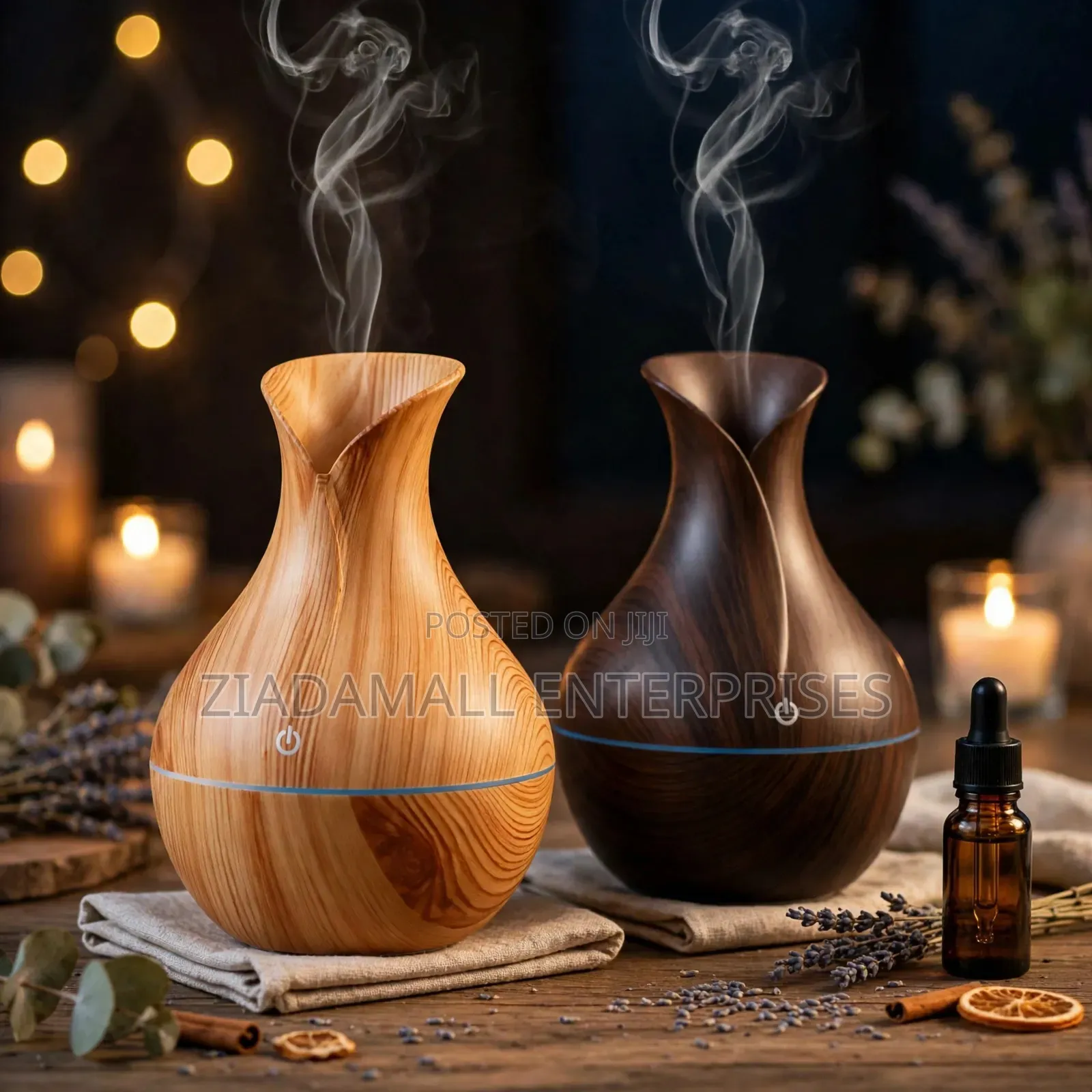 Wooden Ultrasonic Humidifier 130Ml - Vase Aroma Diffuser - New