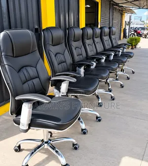 2geer Black Leather Adjustable Office Chair