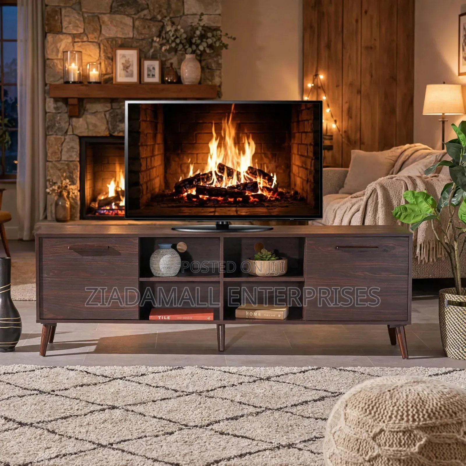 Dark Walnut Plus 5ft TV Stand - 2 Doors - Modern - New