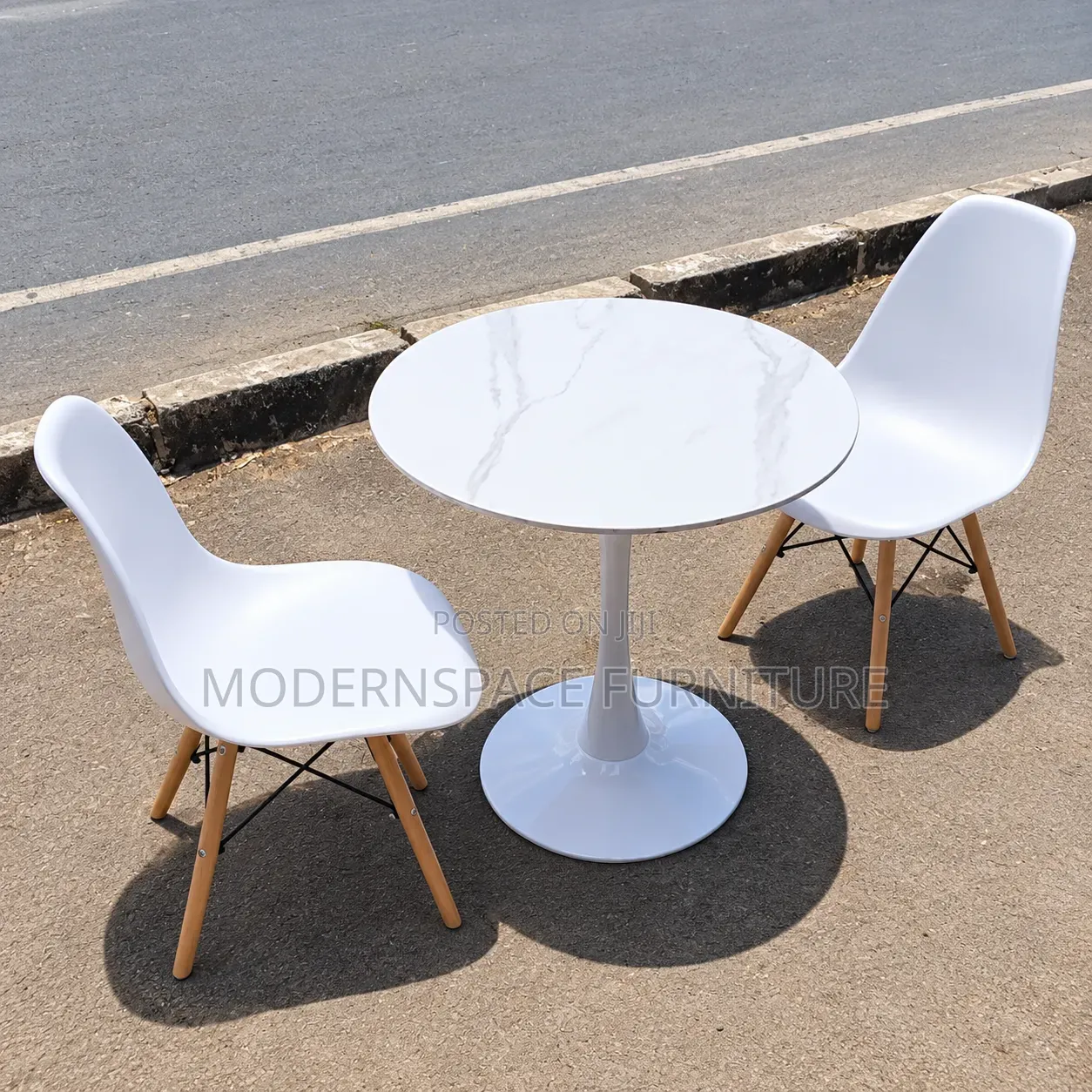 White Round Dining Table Set With 2 Chairs