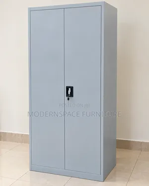 Grey Two-Door Steel Office Cabinet