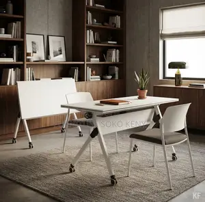 White Office Table | Training 1200MM Foldable Table With Wheels