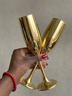 6 PCs Gold Stainless Steel or Electroplated Champagne Flutes. 180 Ml
