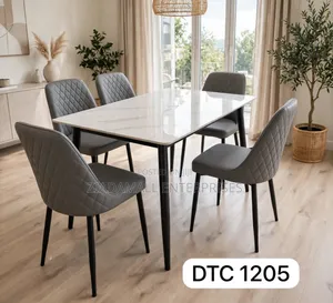 Marble Dining Table 4 Chairs - White Marble - DTC 1205 - New