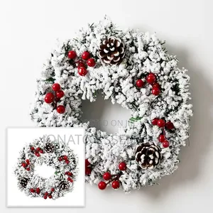 32cm Christmas Wreath Frosted Pine Cone Door Decoration