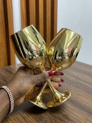 6 PCs Gold Plated Wine Goblets ,330 Ml