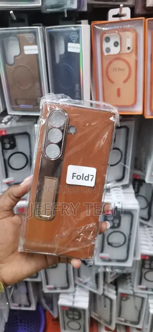 Brown Faux Leather Protective Phone Case Samsung Galaxy Z Fold 7
