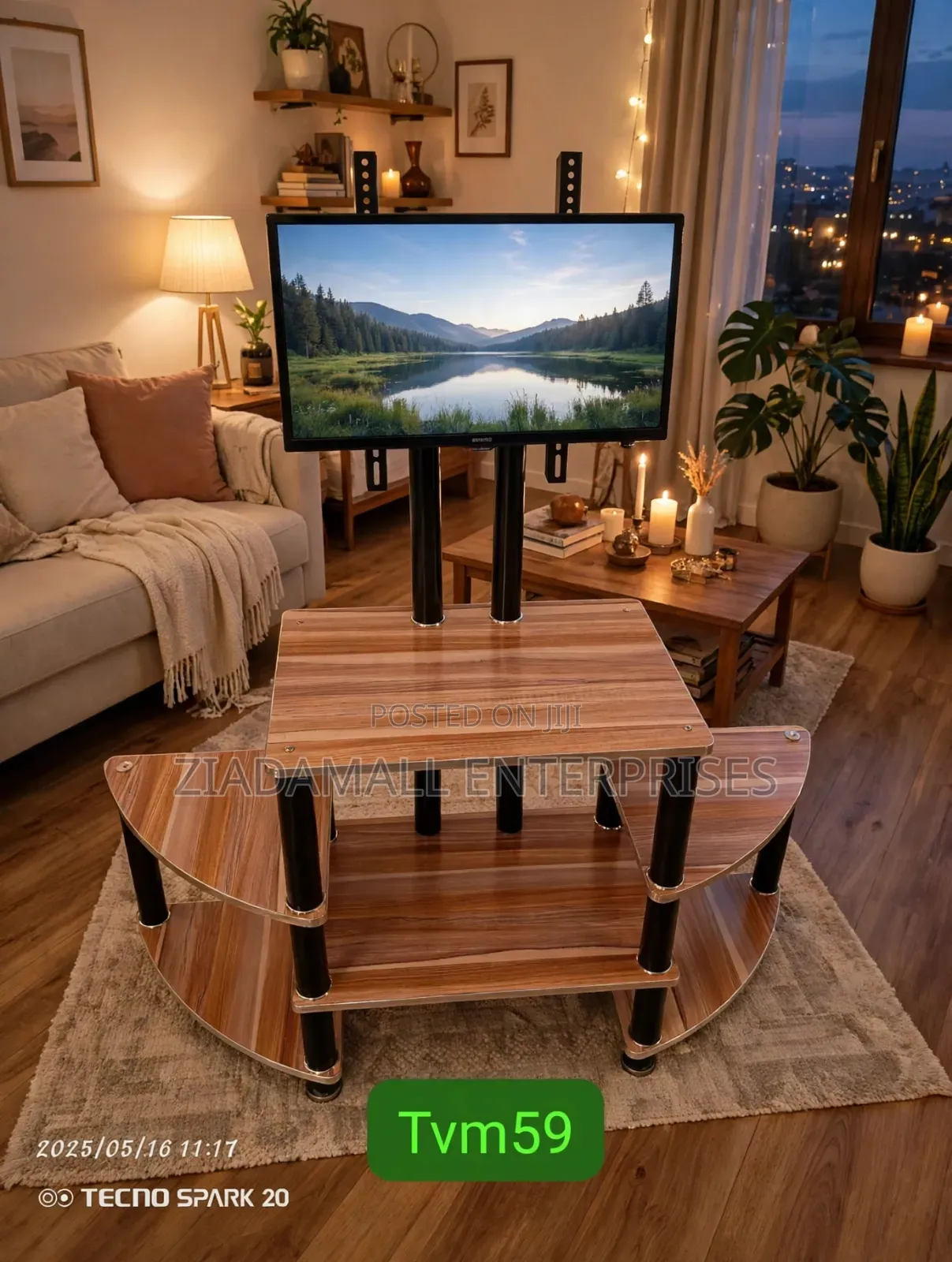 Executive TV Stand TVM59 - Glass Wood - Bracket Mount - New