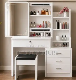 Elegant Modern Table | Wooden High White Dressing Vanity Set