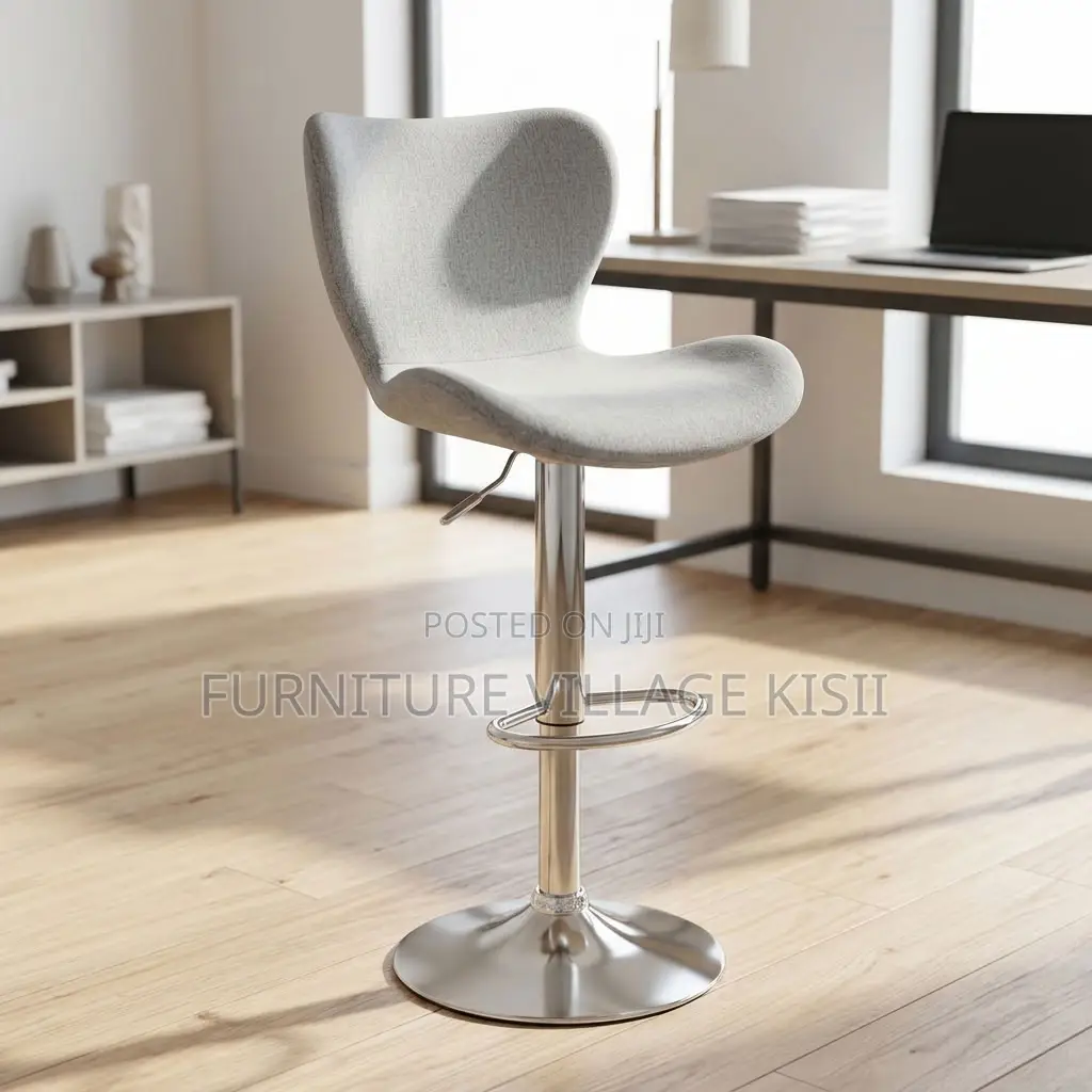 Low Back Velvet Bar Stool- Gray