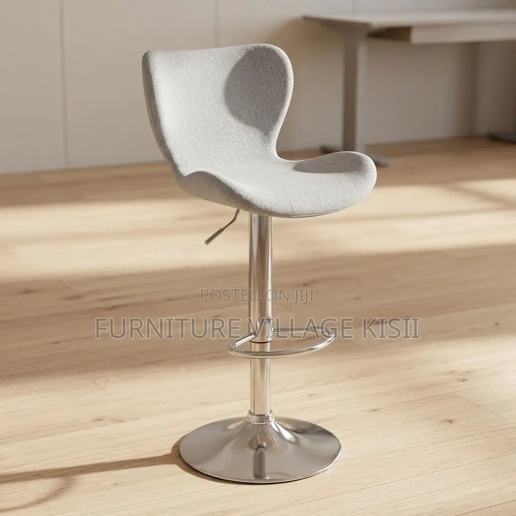 Low Back Velvet Bar Stool- Gray