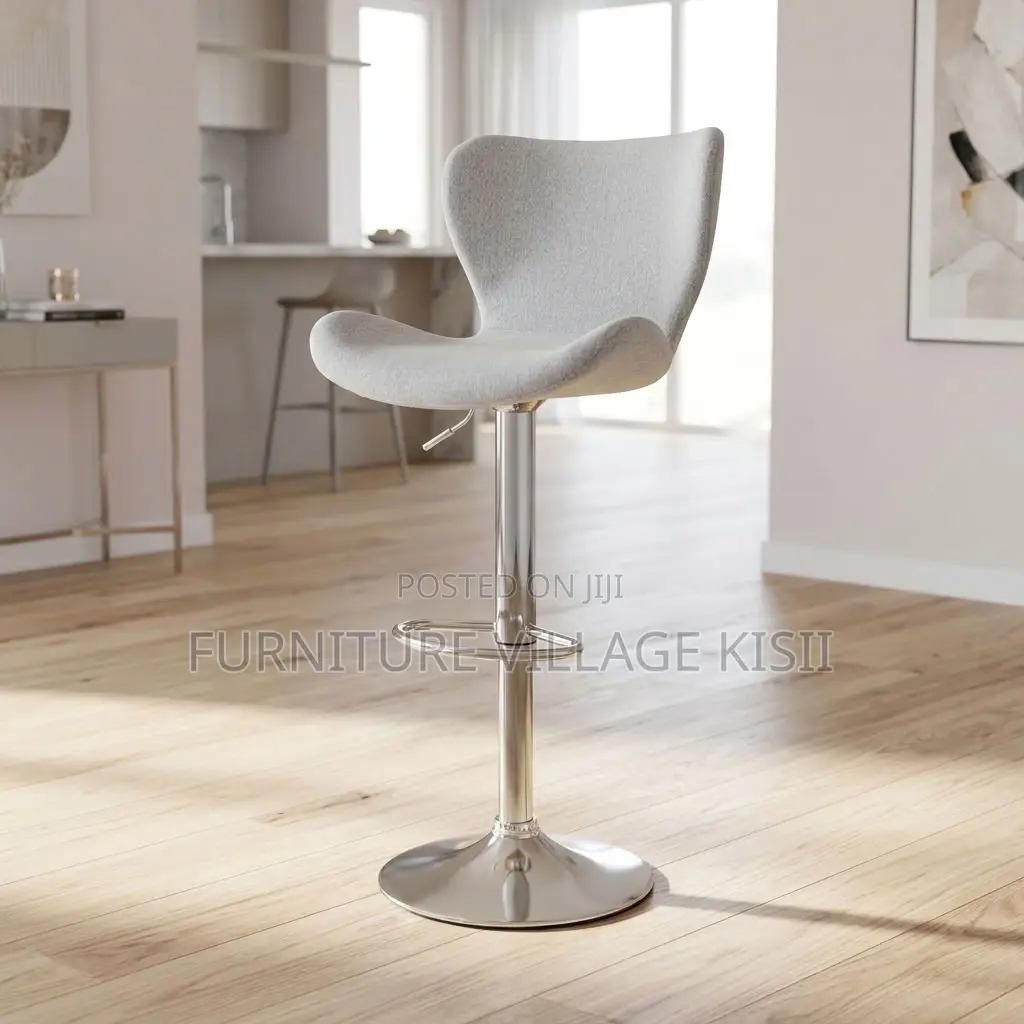 Low Back Velvet Bar Stool- Gray