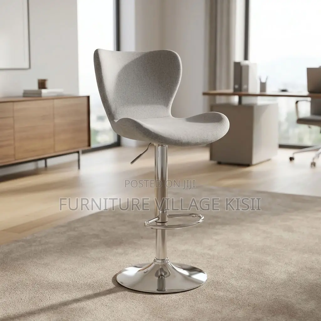 Low Back Velvet Bar Stool- Gray