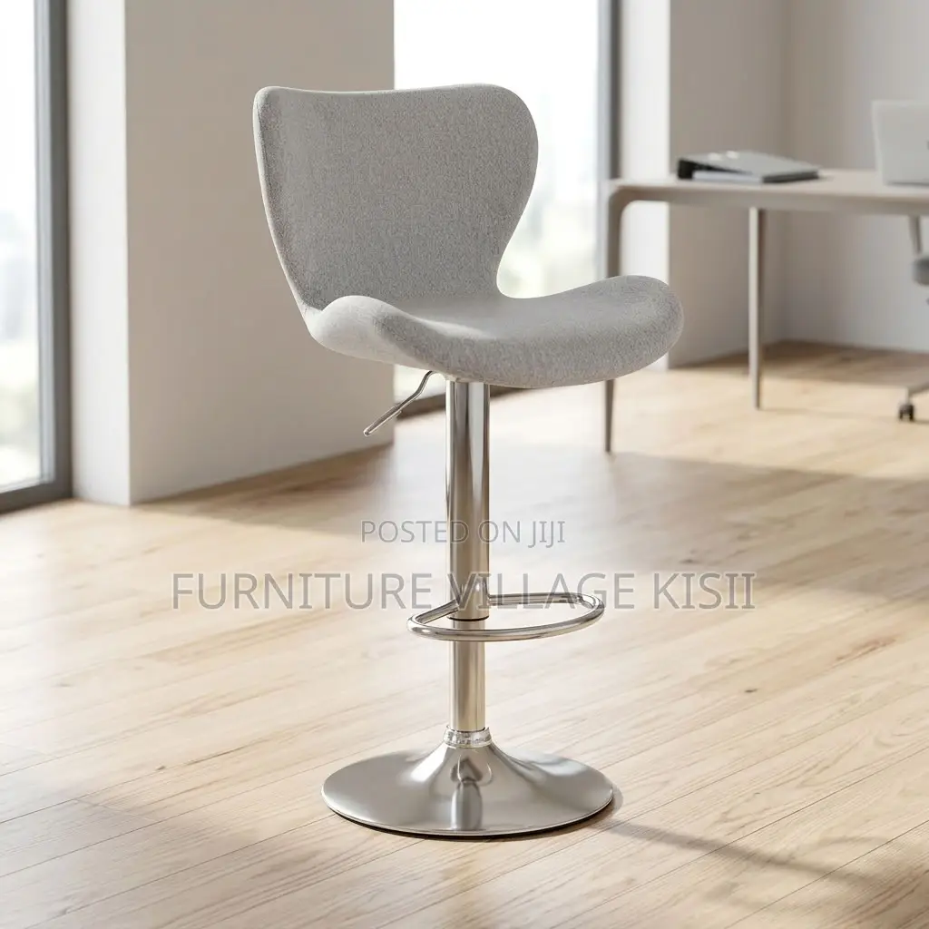 Low Back Velvet Bar Stool- Gray