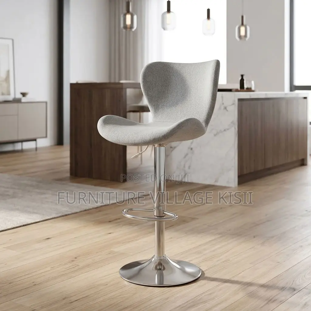 Low Back Velvet Bar Stool- Gray