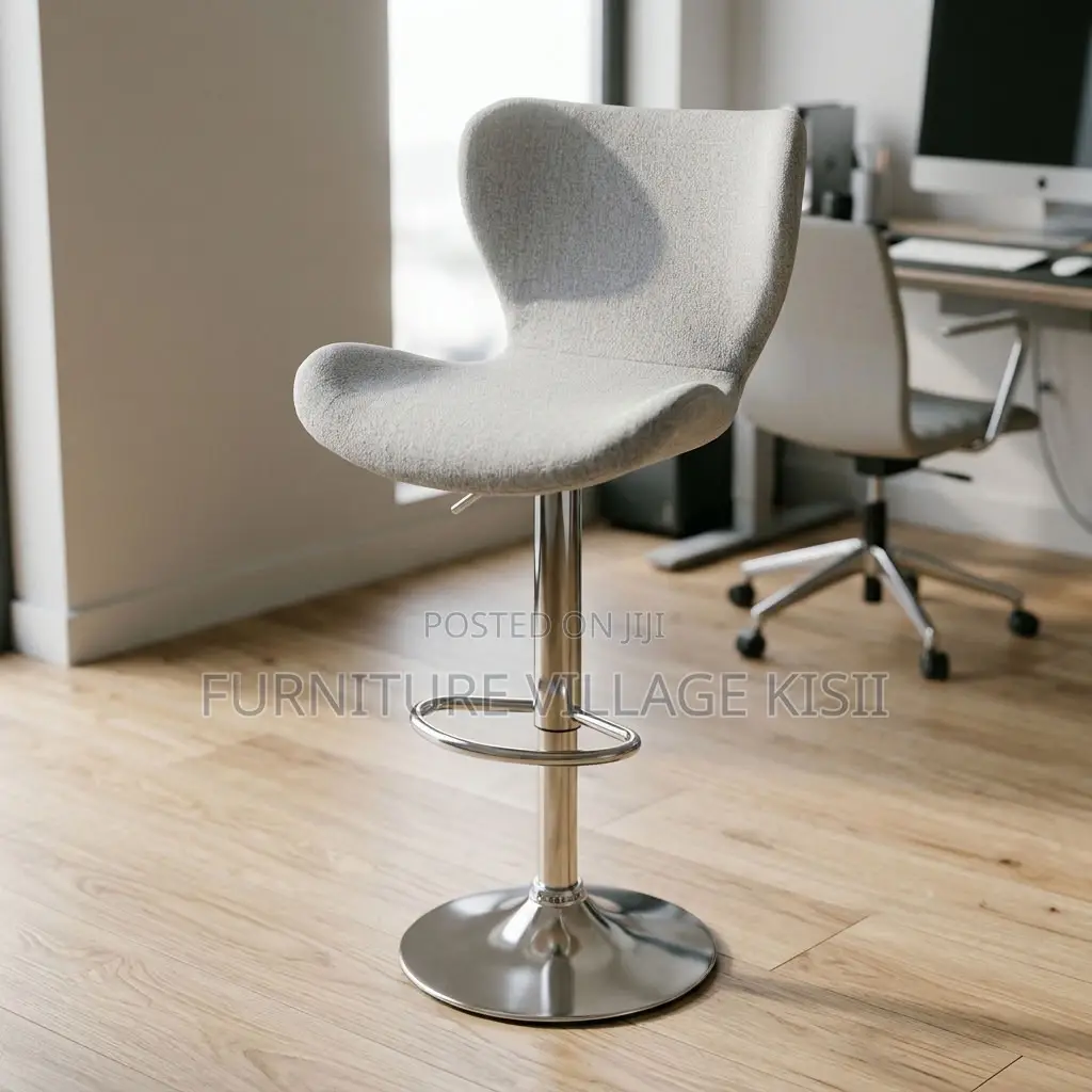 Low Back Velvet Bar Stool- Gray