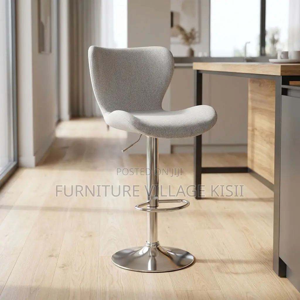 Low Back Velvet Bar Stool- Gray