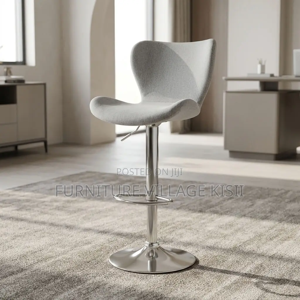 Low Back Velvet Bar Stool- Gray