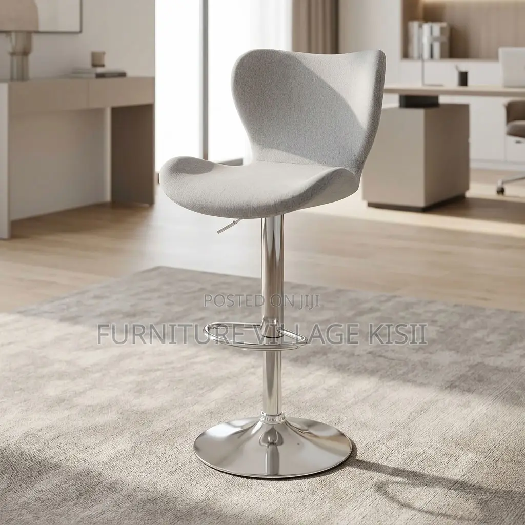 Low Back Velvet Bar Stool- Gray