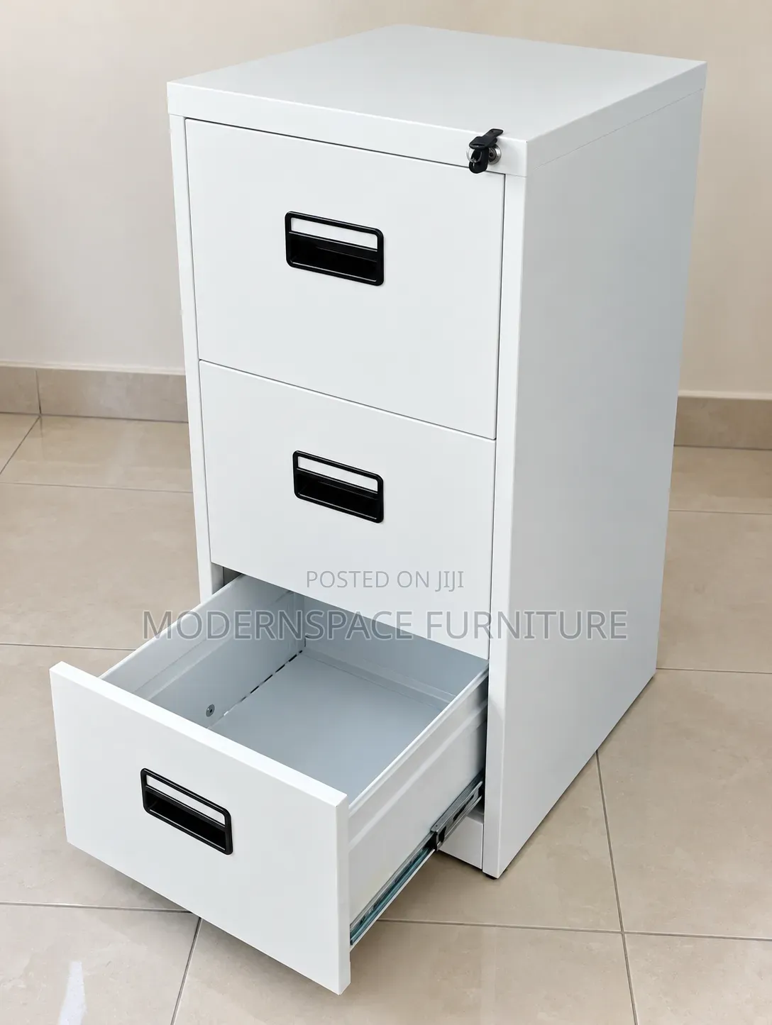 White Three-Drawer Filing Cabinet