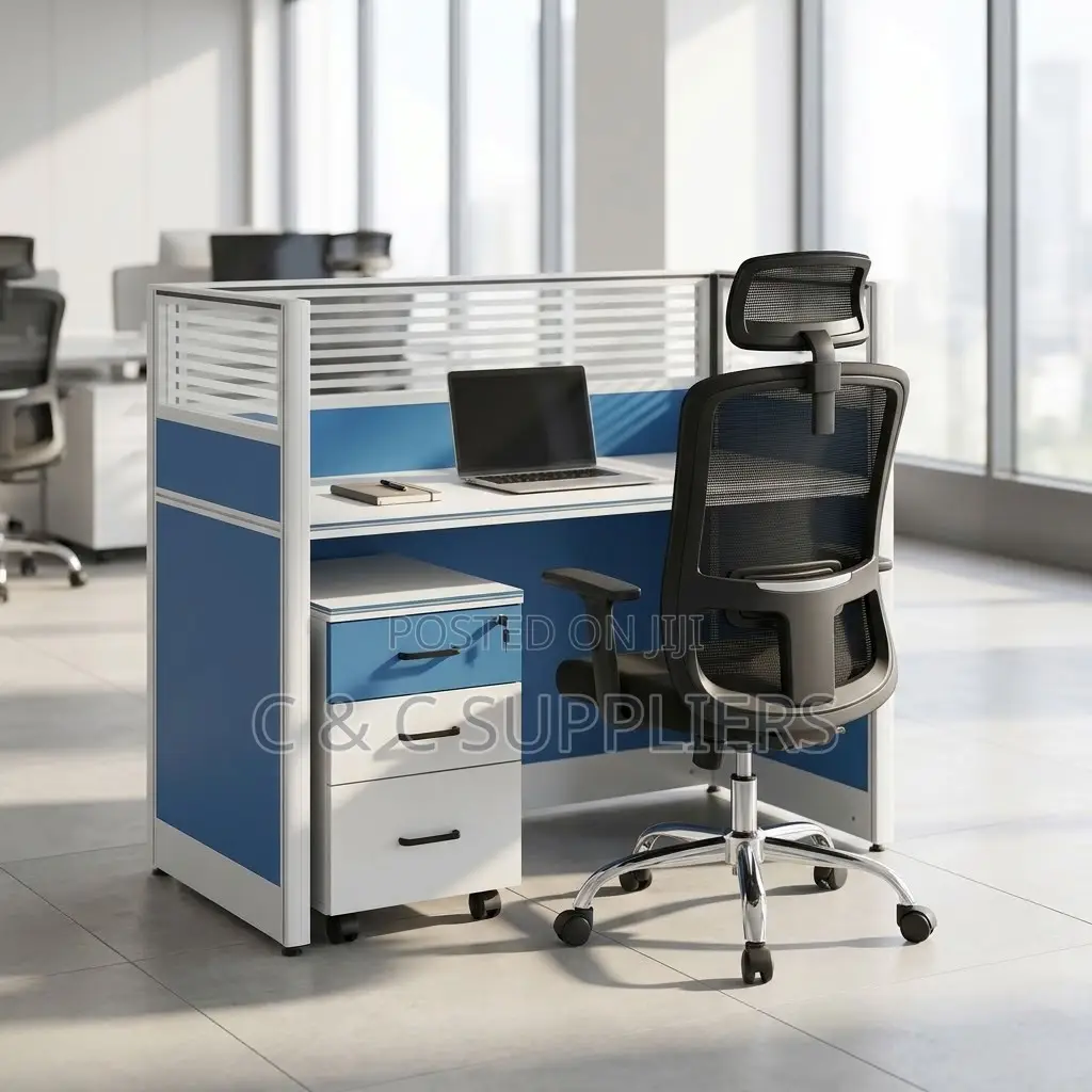 1-Way Modular Workstation Desk-With Pedestal