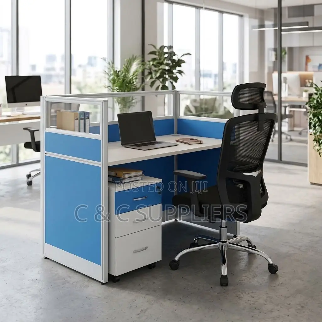 1-Way Modular Workstation Desk-With Pedestal