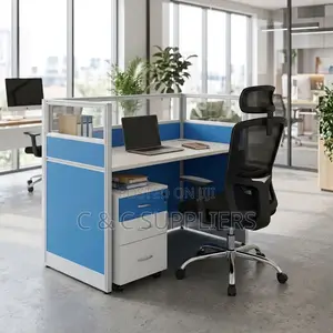 1-Way Modular Workstation Desk-With Pedestal